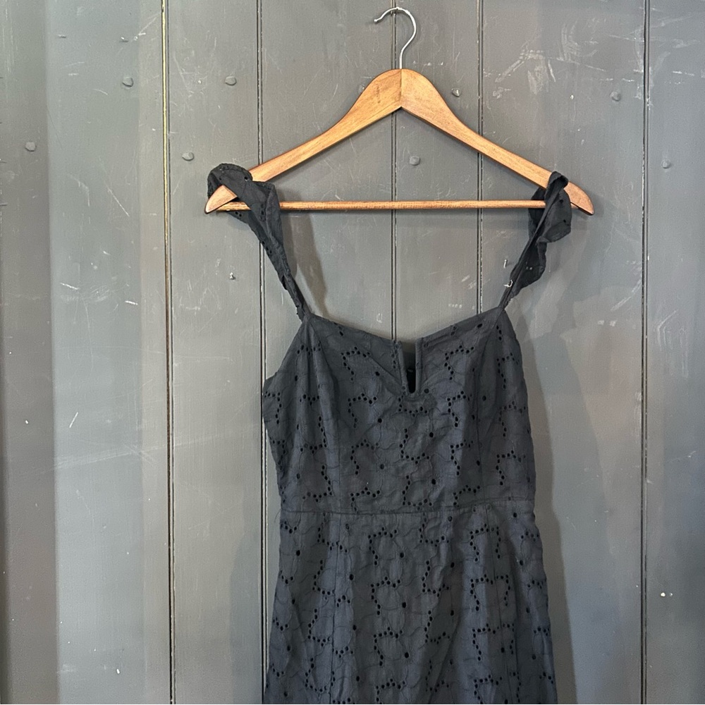 Lulu's Black Midi Dress Eyelet Ruffle